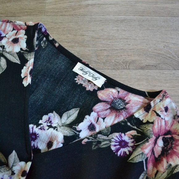 Black Wrap Floral Coldshoulder Bellsleeve Maxi Dress Side Slit Women Size Small - Picture 4 of 11